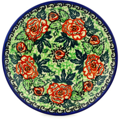 Polish Pottery Dessert Plate Tudor Rose UNIKAT