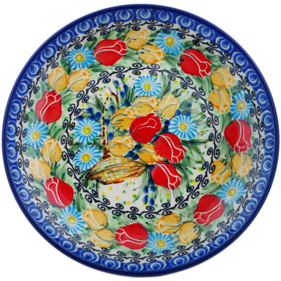 Polish Pottery Dessert Plate Tulip Splendor UNIKAT
