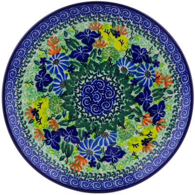 Polish Pottery Dessert Plate Wildflower Wreath UNIKAT
