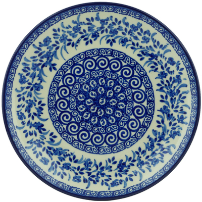Polish Pottery Dessert Plate Wreath Of Blue UNIKAT