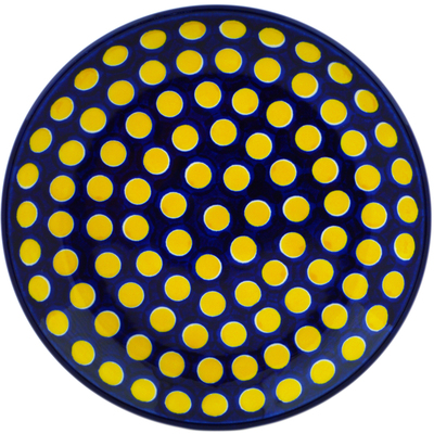 Polish Pottery Dessert Plate Yellow Dots