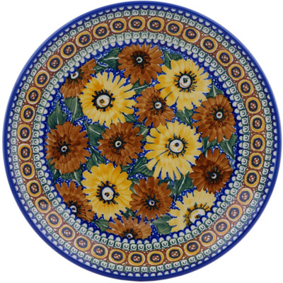 Polish Pottery Dinner Plate 10&frac12;-inch Autumn Chrysanthemums UNIKAT