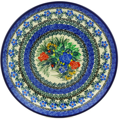 Polish Pottery Dinner Plate 10&frac12;-inch Beautiful Blue Meadow UNIKAT