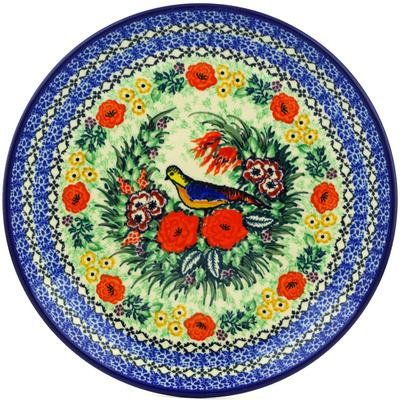 Polish Pottery Dinner Plate 10&frac12;-inch Bird Of Paradise UNIKAT
