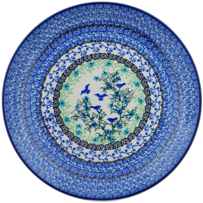 Polish Pottery Dinner Plate 10&frac12;-inch Blue Bird Flying UNIKAT