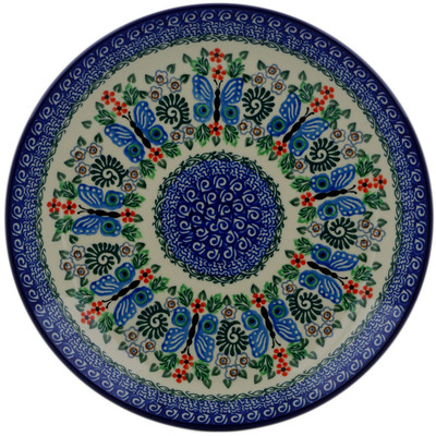 Polish Pottery Dinner Plate 10&frac12;-inch Blue Butterfly Brigade UNIKAT