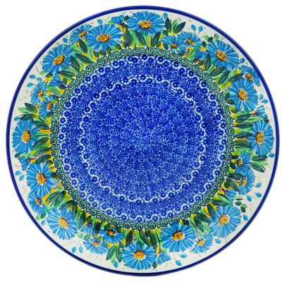 Polish Pottery Dinner Plate 10&frac12;-inch Blue Daisy UNIKAT