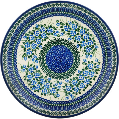 Polish Pottery Dinner Plate 10&frac12;-inch Blue Impatiens Patch UNIKAT