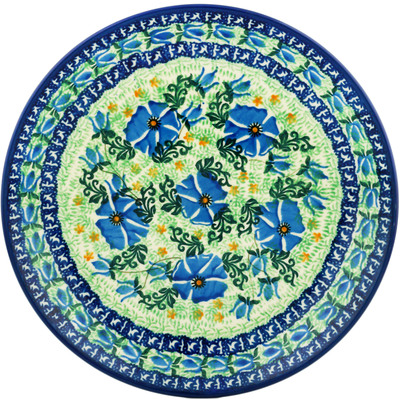 Polish Pottery Dinner Plate 10&frac12;-inch Blue Pansy Garden UNIKAT