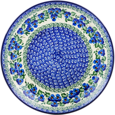 Polish Pottery Dinner Plate 10&frac12;-inch Blue Pansy