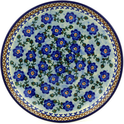 Polish Pottery Dinner Plate 10&frac12;-inch Blue Pansy Vines UNIKAT