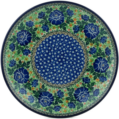 Polish Pottery Dinner Plate 10&frac12;-inch Blue Rose Sweetheart UNIKAT