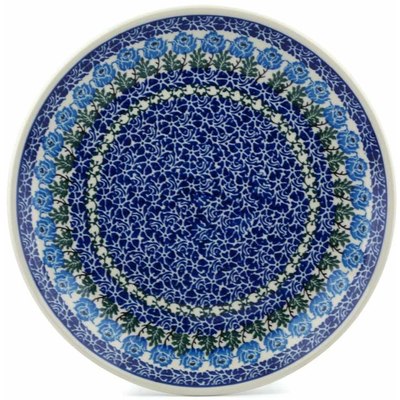 Polish Pottery Dinner Plate 10&frac12;-inch Blue Rosette Wreath