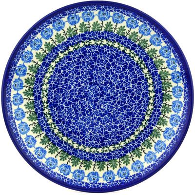 Polish Pottery Dinner Plate 10&frac12;-inch Blue Rosette Wreath