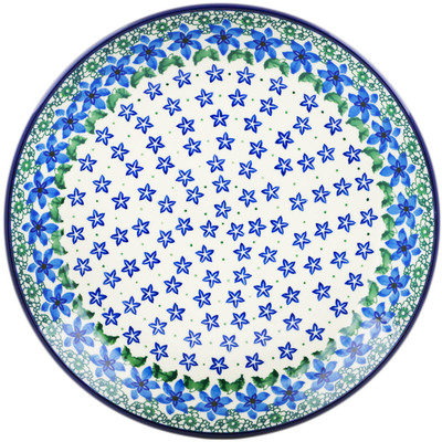 Polish Pottery Dinner Plate 10&frac12;-inch Blue Star Flowers