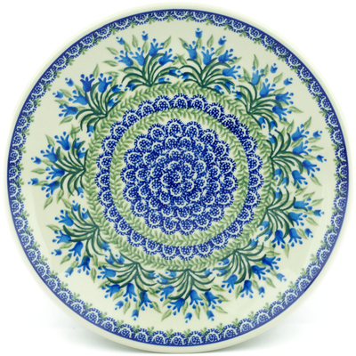 Polish Pottery Dinner Plate 10&frac12;-inch Blue Tulip Garden
