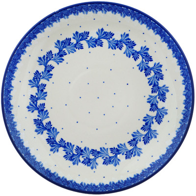 Polish Pottery Dinner Plate 10&frac12;-inch Blue Wreath Of Leaves