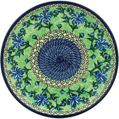 Polish Pottery Dinner Plate 10&frac12;-inch Blueberry Blooms UNIKAT