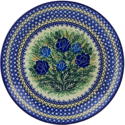 Polish Pottery Dinner Plate 10&frac12;-inch Brilliant Blue Rose UNIKAT