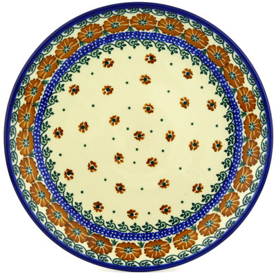 Polish Pottery Dinner Plate 10&frac12;-inch Brown Poppies