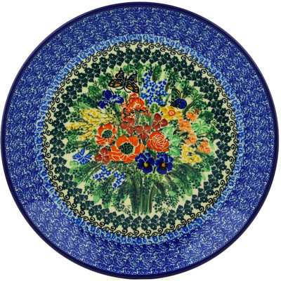 Polish Pottery Dinner Plate 10&frac12;-inch Butterfly Bouquet UNIKAT