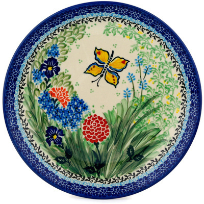 Polish Pottery Dinner Plate 10&frac12;-inch Butterfly Garden UNIKAT