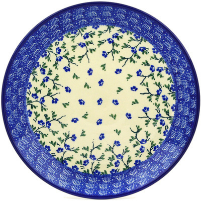 Polish Pottery Dinner Plate 10&frac12;-inch Cascading Blue Blossoms
