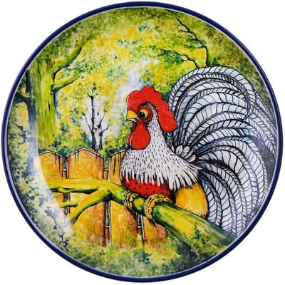 Polish Pottery Dinner Plate 10&frac12;-inch Country Rooster UNIKAT