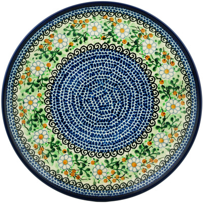 Polish Pottery Dinner Plate 10&frac12;-inch Daisy And Brown Berries UNIKAT