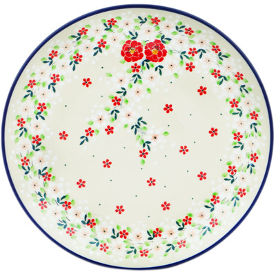 Polish Pottery Dinner Plate 10&frac12;-inch Festive Mistletoe UNIKAT