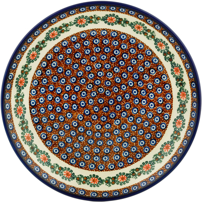 Polish Pottery Dinner Plate 10&frac12;-inch Floral Peacock UNIKAT