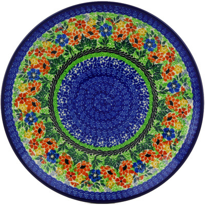 Polish Pottery Dinner Plate 10&frac12;-inch Flower Fields UNIKAT