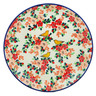 Polish Pottery Dinner Plate 10&frac12;-inch Golden Sparrow In Rosy Petals UNIKAT