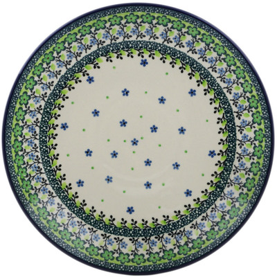 Polish Pottery Dinner Plate 10&frac12;-inch Green Chrysanthemums UNIKAT