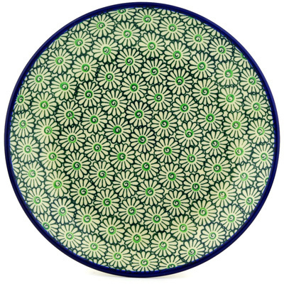 Polish Pottery Dinner Plate 10&frac12;-inch Green Daisies