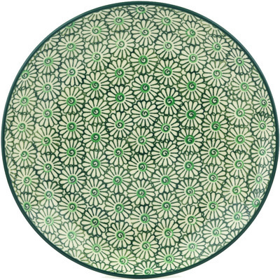 Polish Pottery Dinner Plate 10&frac12;-inch Green Daisies