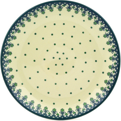 Polish Pottery Dinner Plate 10&frac12;-inch Green Dots