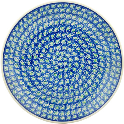 Polish Pottery Dinner Plate 10&frac12;-inch Green Peacock Feather