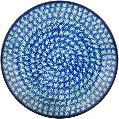 Polish Pottery Dinner Plate 10&frac12;-inch Green Peacock Feather