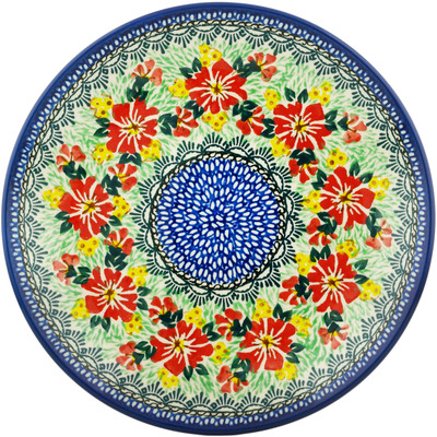 Polish Pottery Dinner Plate 10&frac12;-inch Hibiscus Dance UNIKAT