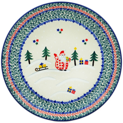 Polish Pottery Dinner Plate 10&frac12;-inch Holiday Forest UNIKAT