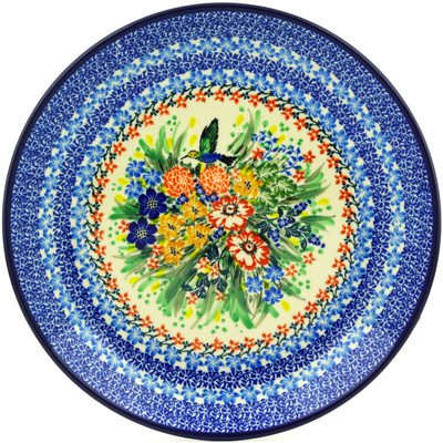Polish Pottery Dinner Plate 10&frac12;-inch Hummingbird Meadow UNIKAT
