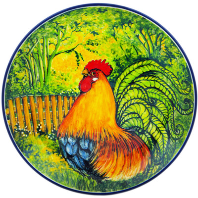 Polish Pottery Dinner Plate 10&frac12;-inch L119 Proud Rooster UNIKAT