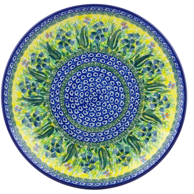Polish Pottery Dinner Plate 10&frac12;-inch Lakeside Bluebells UNIKAT