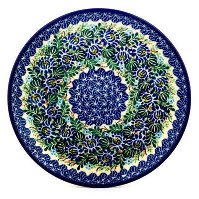 Polish Pottery Dinner Plate 10&frac12;-inch Lotus Wreath UNIKAT