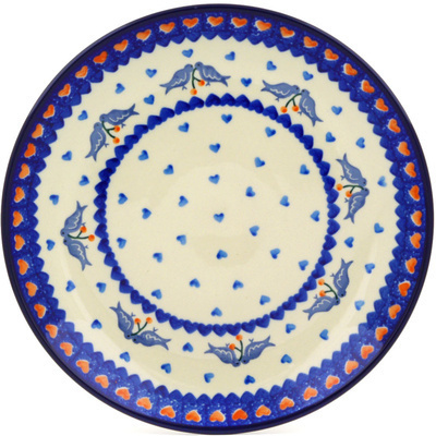 Polish Pottery Dinner Plate 10&frac12;-inch Love Birds