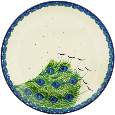 Polish Pottery Dinner Plate 10&frac12;-inch Majestic Peacock