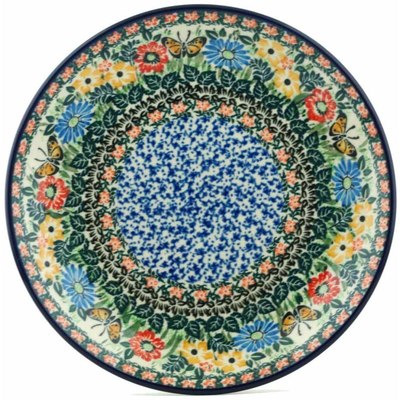 Polish Pottery Dinner Plate 10&frac12;-inch Monarchs And Wildflowers UNIKAT