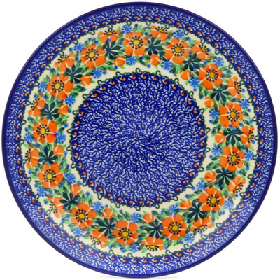 Polish Pottery Dinner Plate 10&frac12;-inch Orange Blooms UNIKAT