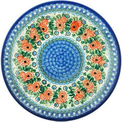 Polish Pottery Dinner Plate 10&frac12;-inch Orange Carnation Garden UNIKAT